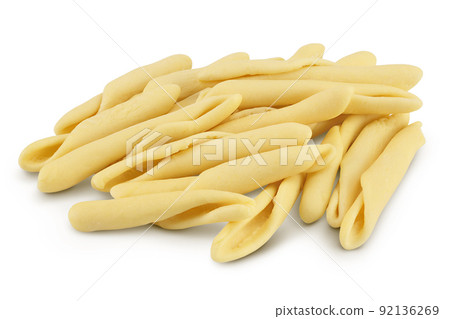 Typical Calabrian pasta called Maccheroncini also known as Maccheroni isolated on white background with full depth of field. Typical Calabrian pasta called Maccheroncini also known as Maccheroni isolated on white background with full depth of field. 92136269