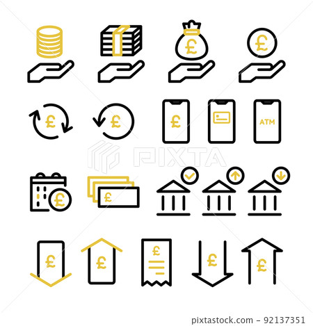 貨幣、紙幣、硬幣、支付、投資、會計、貨幣、電子商務、家庭和金融的圖標集 92137351