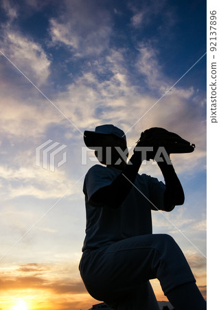 Baseball club pitcher silhouette Baseball club pitcher silhouette 92137896