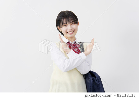 High school girl with a white background High school girl with a white background 92138135
