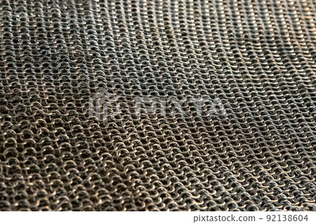 chain mail traditional warrior protection, medieval body armor iron background 92138604