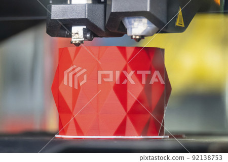 The additive manufacturing by double nozzle 3D printer machine. 92138753