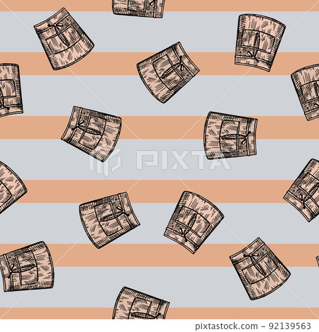 Apron short engraved seamless pattern. Chef pinafore for work to kitchen restaurant or cafe in hand drawn style. Apron short engraved seamless pattern. Chef pinafore for work to kitchen restaurant or cafe in hand drawn style. 92139563