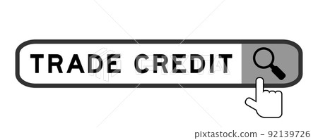 Search banner in word trade credit with hand over magnifier icon on white background Search banner in word trade credit with hand over magnifier icon on white background 92139726