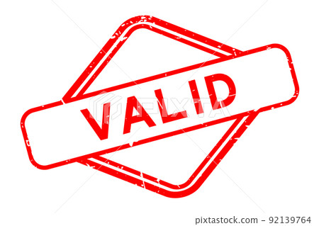 Grunge red valid word rubber seal stamp on white background 92139764