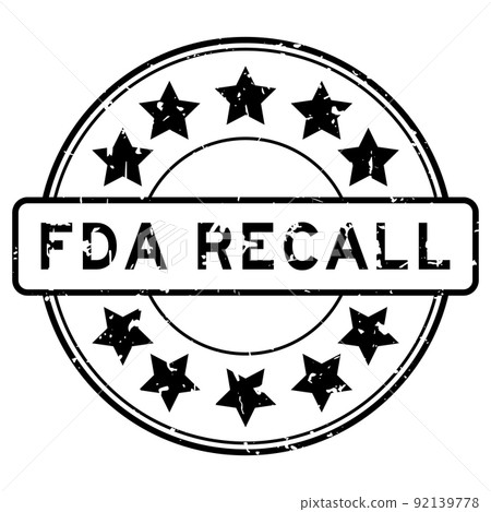 Grunge black FDA recall word with star icon round rubber seal stamp on white background Grunge black FDA recall word with star icon round rubber seal stamp on white background 92139778