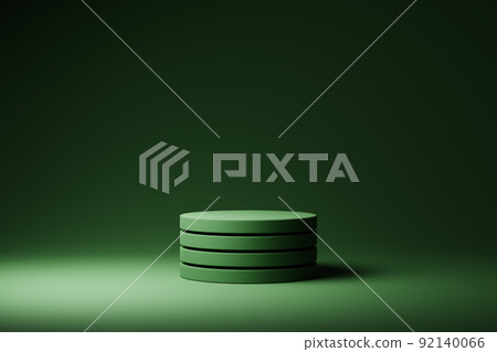 3D rendered green podium of four floating cylinders for your product showcase. 3D rendered green podium of four floating cylinders for your product showcase. 92140066