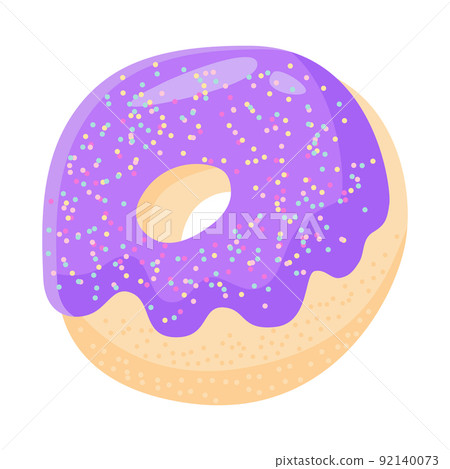 Puffy lilac donut with sprinkles. Donut Vector image Puffy lilac donut with sprinkles. Donut Vector image 92140073
