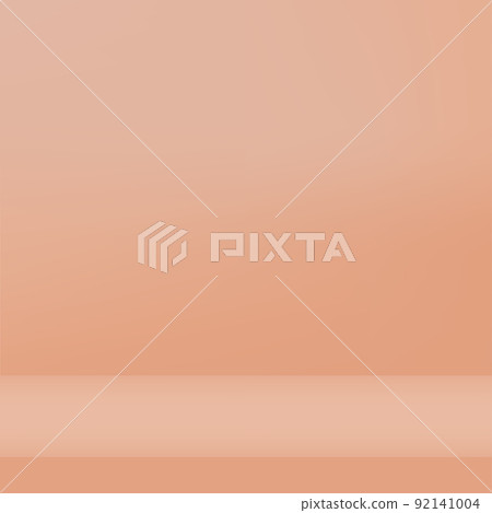 3d cream color podium and minimal cream color wall scene. 3d podium minimal abstract background. Vector 92141004