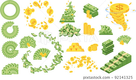 Huge packs of paper money. Bundle with cash bills. Keeping money in bank. 92141325