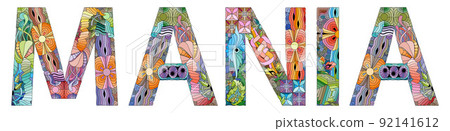MANIA hand drawn modern design vector illustration. MANIA hand drawn modern design vector illustration. 92141612