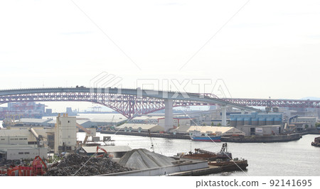 Chishima Bridge Taisho Ward Osaka City Scenery Taisho Inner Harbor Fleet Warehouse Material Storage Showayama Truss Architecture Osaka Bay Scenery 92141695