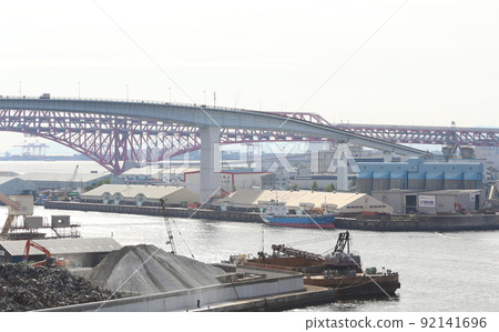 Chishima Bridge Taisho Ward Osaka City Scenery Taisho Inner Harbor Fleet Warehouse Material Storage Showayama Truss Architecture Osaka Bay Scenery 92141696