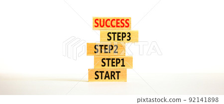 Strat, step and success symbol. Concept words Start step 1 2 3 success on wooden blocks on a beautiful white table white background. Copy space. Business start step 1 2 3 to success concept. Strat, step and success symbol. Concept words Start step 1 2 3 success on wooden blocks on a beautiful white table white background. Copy space. Business start step 1 2 3 to success concept. 92141898