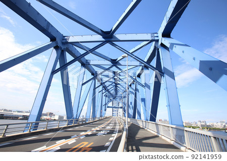 Chishima Bridge Taisho Ward Osaka City Scenery Taisho Inner Harbor Fleet Warehouse Material Storage Showayama Truss Architecture Osaka Bay Scenery 92141959