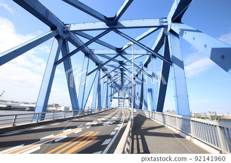 Chishima Bridge Taisho Ward Osaka City Scenery Taisho Inner Harbor Fleet Warehouse Material Storage Showayama Truss Architecture Osaka Bay Scenery 92141960
