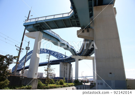 Chishima Bridge Taisho Ward Osaka City Scenery Taisho Inner Harbor Fleet Warehouse Material Storage Showayama Truss Architecture Osaka Bay Scenery 92142014