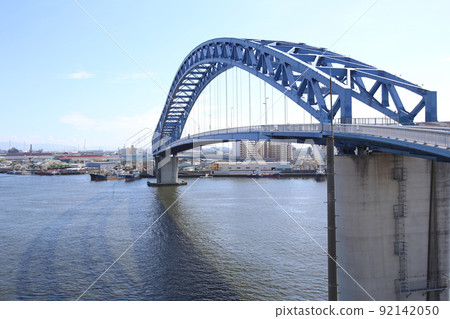 Chishima Bridge Taisho Ward Osaka City Scenery Taisho Inner Harbor Fleet Warehouse Material Storage Showayama Truss Architecture Osaka Bay Scenery 92142050