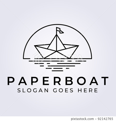 Paper boat line art logo vector illustration design , paper boat for study , company template 92142765
