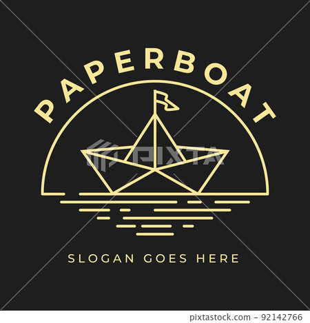 Paper boat line art logo vector illustration design , paper boat for study , company template 92142766