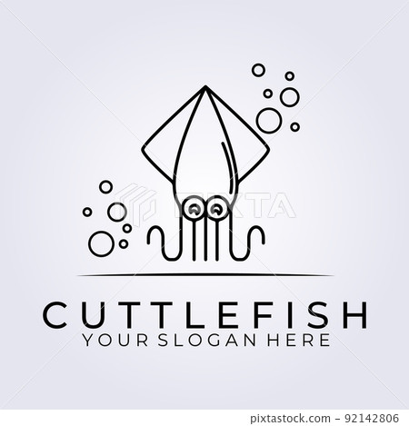cuttlefish logo vector illustration design, simple line art logo 92142806
