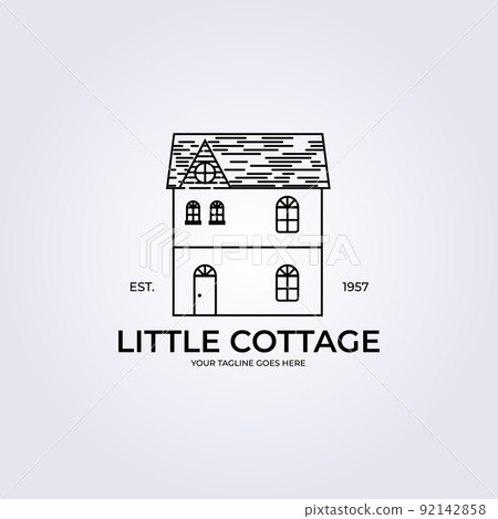 line art cottage village logo vector illustration design 92142858