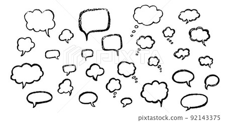Speech bubble hand draw doodle set. Vector stock illustration isolated on white background for comic graphic book. EPS10 Speech bubble hand draw doodle set. Vector stock illustration isolated on white background for comic graphic book. EPS10 92143375