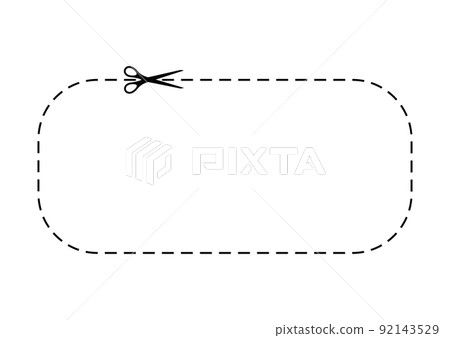 Scissors cut dotted line voucher with dash icon. 92143529