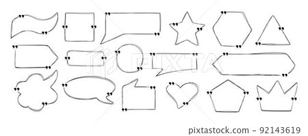 Set of quotes box vector in doodle style. Templates speech bubbles with space for text in sketch style. Set of quotes box vector in doodle style. Templates speech bubbles with space for text in sketch style. 92143619
