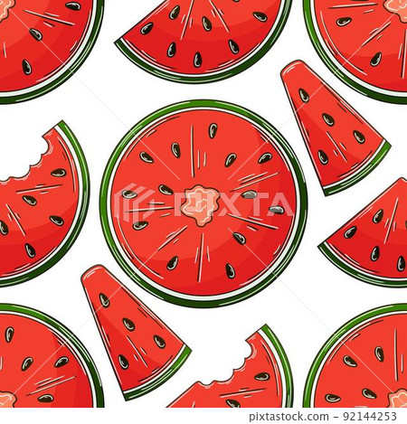 Seamless pattern with tropical fruits. Illustration in hand draw style Seamless pattern with tropical fruits. Illustration in hand draw style 92144253
