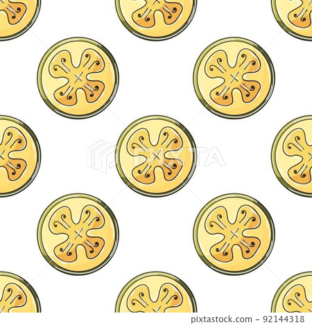 Seamless pattern with tropical fruits. Illustration in hand draw style 92144318