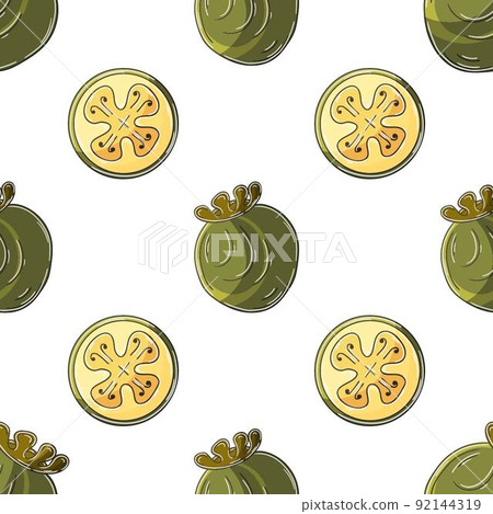 Seamless pattern with tropical fruits. Illustration in hand draw style Seamless pattern with tropical fruits. Illustration in hand draw style 92144319