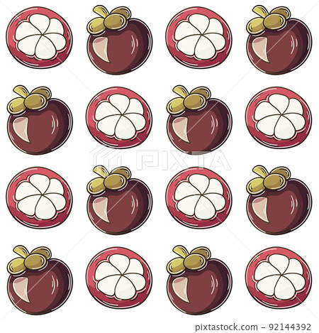 Seamless pattern with tropical fruits. Illustration in hand draw style 92144392