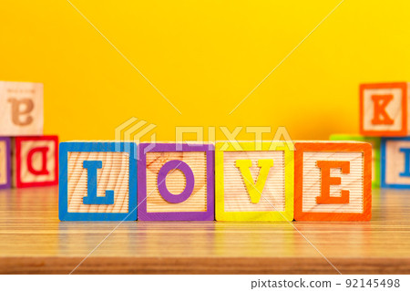 Wooden alphabet blocks with letters 92145498