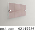 Blank rosetransparent rectangle glass office corporate on white background Signage plate Mock Up Template, Clear Printing board for branding, logo. Acrylic advertising signboard mockup side view. 92145586