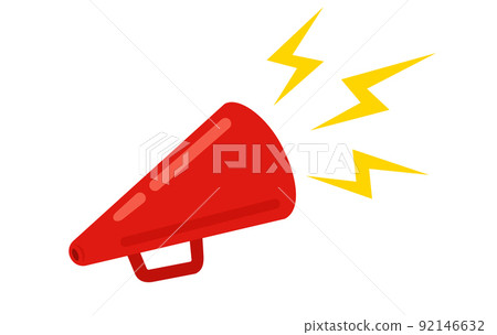 Vector red megaphone in retro style on blue background. 92146632