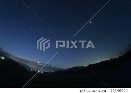 Hakushu-cho, Hokuto City, near dawn, Jupiter, Mars, Pleiades, Aldebaran, Venus in the southeastern sky 92146634