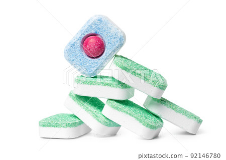 Dishwasher tablets on a white background isolate 92146780