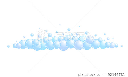 Soap bubble divider. Horizontal foam decoration element. Blue suds cloud. Vector Soap bubble divider. Horizontal foam decoration element. Blue suds cloud. Vector 92146781