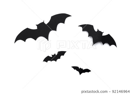 halloween and decoration concept - paper bats flying 92146964