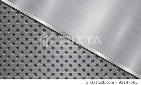 Metal background with holes and polished plate Metal background with holes and polished plate 92147366