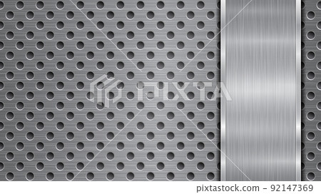Metal background with holes and polished plate Metal background with holes and polished plate 92147369