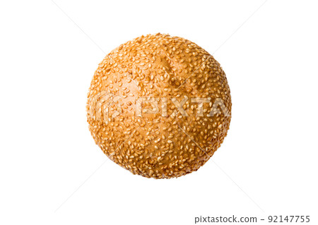 Bread top view cut out. Freshly backed Bread isolated on white background. Fresh organic loaf 92147755
