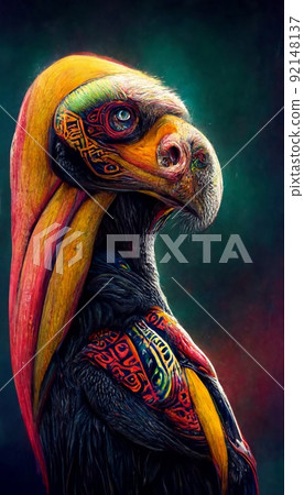 A fantasy portrait of an unusual bird in a fairy-tale elfin forest. Fabulous flower garden and cute fantasy birds. Concept of a colorful magic bird. Perfect for phone wallpaper or for posters. A fantasy portrait of an unusual bird in a fairy-tale elfin forest. Fabulous flower garden and cute fantasy birds. Concept of a colorful magic bird. Perfect for phone wallpaper or for posters. 92148137