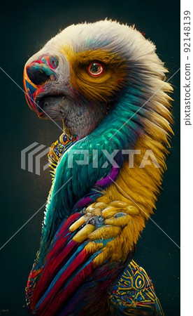 A fantasy portrait of an unusual bird in a fairy-tale elfin forest. Fabulous flower garden and cute fantasy birds. Concept of a colorful magic bird. Perfect for phone wallpaper or for posters. A fantasy portrait of an unusual bird in a fairy-tale elfin forest. Fabulous flower garden and cute fantasy birds. Concept of a colorful magic bird. Perfect for phone wallpaper or for posters. 92148139