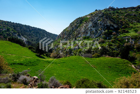 Water meadows and hills on the Mediterranean coast on the island of Cyprus. Water meadows and hills on the Mediterranean coast on the island of Cyprus. 92148523