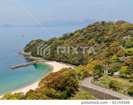 蘆北海洋公園海灘美麗的海灣鳥瞰圖 蘆北海洋公園海灘美麗的海灣鳥瞰圖 92149366