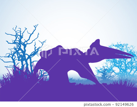 Quetzalcoatlus Dinosaurs silhouettes in prehistoric environment overlapping layers; decorative background banner abstract vector illustration Quetzalcoatlus Dinosaurs silhouettes in prehistoric environment overlapping layers; decorative background banner abstract vector illustration 92149626
