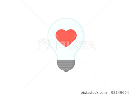 Simple illustration of a miniature light bulb with a red heart-Image material for energy saving and power saving 92149664