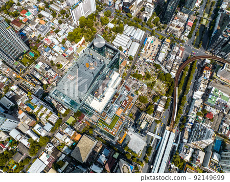 Aerial view of King Power Mahanakhon tower in Sathorn Silom central business district of Bangkok Aerial view of King Power Mahanakhon tower in Sathorn Silom central business district of Bangkok 92149699